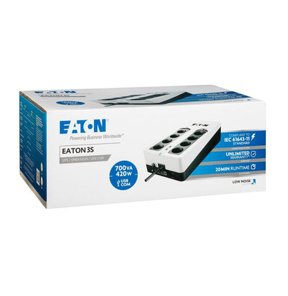 Onduleur Off-Line UPS Eaton 3S gén2 - 420 W / 700 VA - 8 prises FR + 2 USB (3S700F)